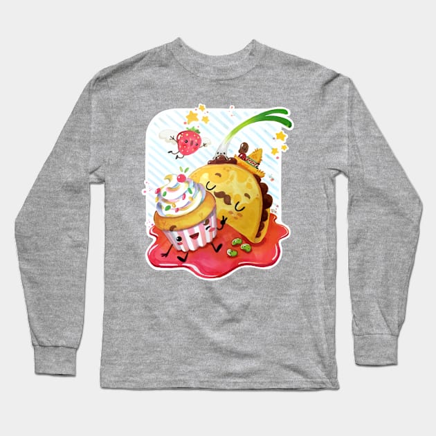 Food Party Long Sleeve T-Shirt by ginaromoart